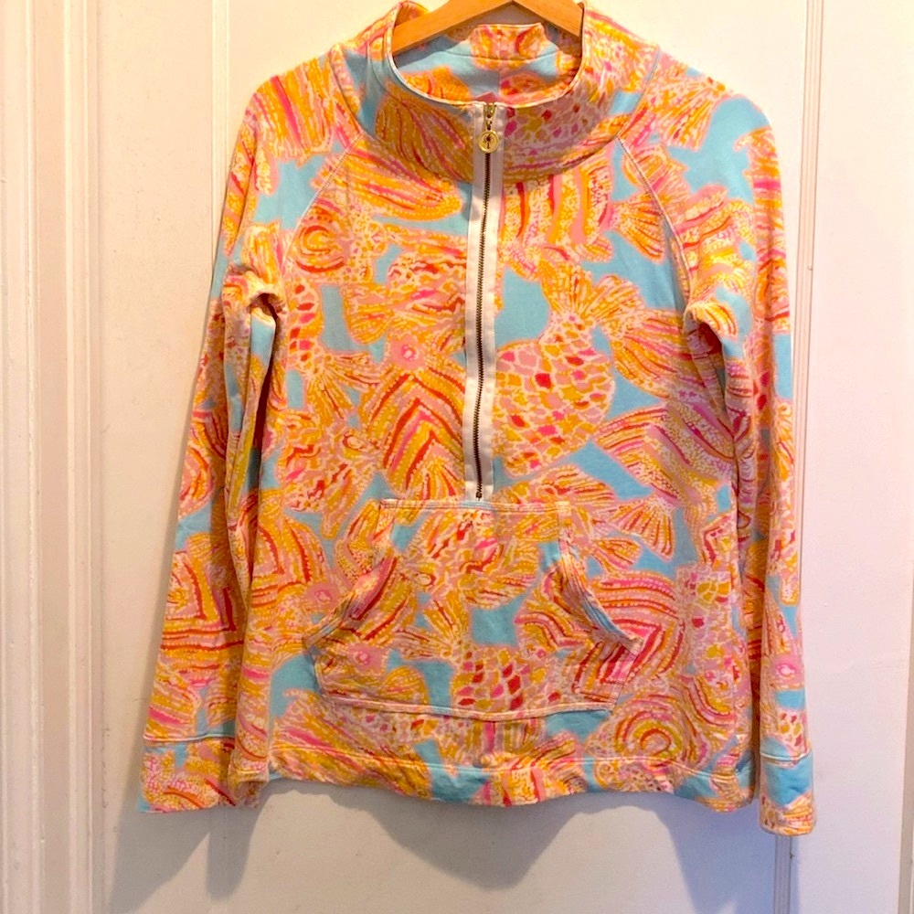 Lilly Pulitzer Pink and Orange Quarter-Zip Pullover